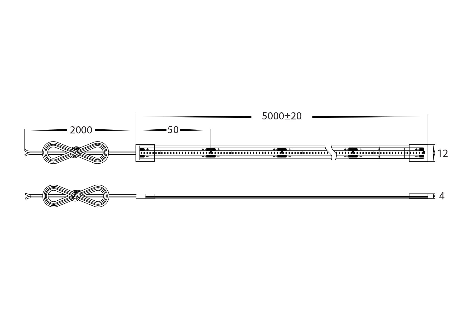 HV9762-IP67-320-3K  - 10w IP67 24v DC 3000K CSP Dotless LED Strip